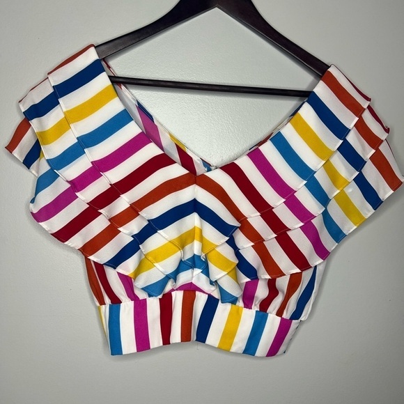 Color Me Courtney Holly Rufflle Crop Top - Rainbow - Picture 2 of 4